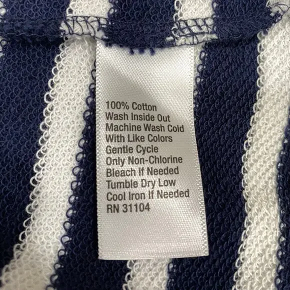 NEW Crown & Ivy Dress Size Large Navy White Stripe Short Sleeve Knit Knee Length - Picture 7 of 11